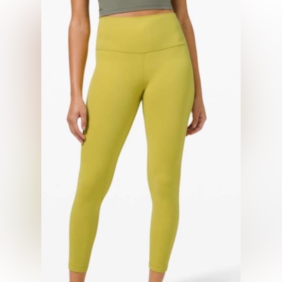 LULULEMON ALIGN HIGH RISE 25” LEGGINGS YELLOW PEAR COLOR WAIST 14” SIZE 10 NWT - Picture 4 of 5